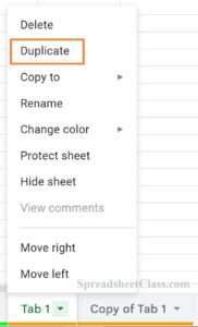 Example: How to duplicate tabs in Google Sheets example